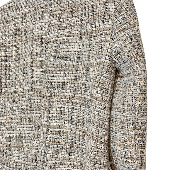Zara Tweed Blazer Double Breasted Weave Cropped Jacket Small - Picture 12 of 12